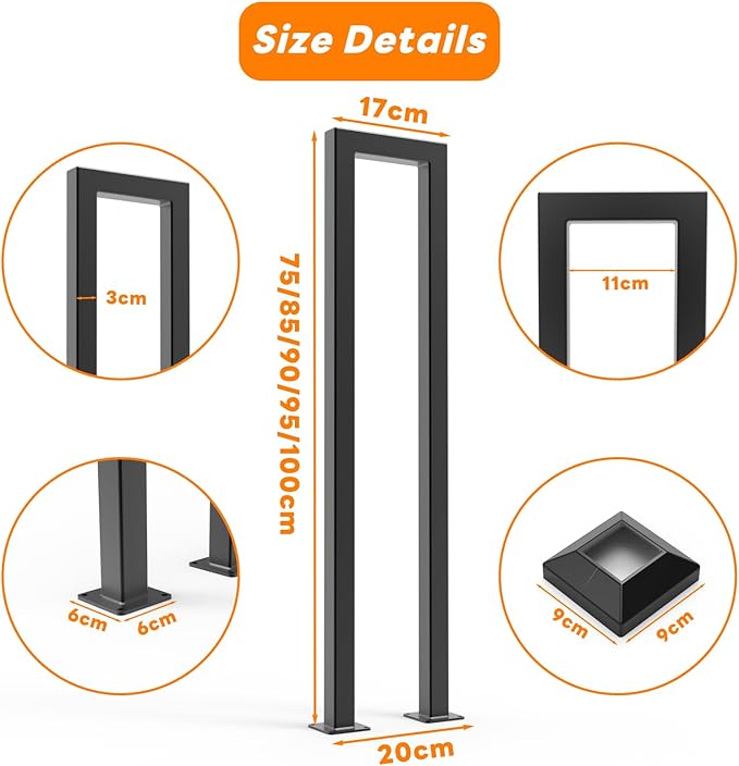 U-Shaped Staircase Handrails for Outdoor & Indoor Steps, Industrial Hand Rail Floor Mounted, Non-Slip Wrought Iron Railing for Porch, Loft, Corridor, Garden (Height: 31.5in) (1 Piece/Set)