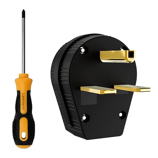 NEMA 6-30P Straight Blade Angle Plug, AC Dryer Replacement Male Angle Plug,3-Prong Grounding Heavy Duty Universal Power Male Connector for Dryers and Ranges,30 Amp,250Volt -with 1 Screwdriver