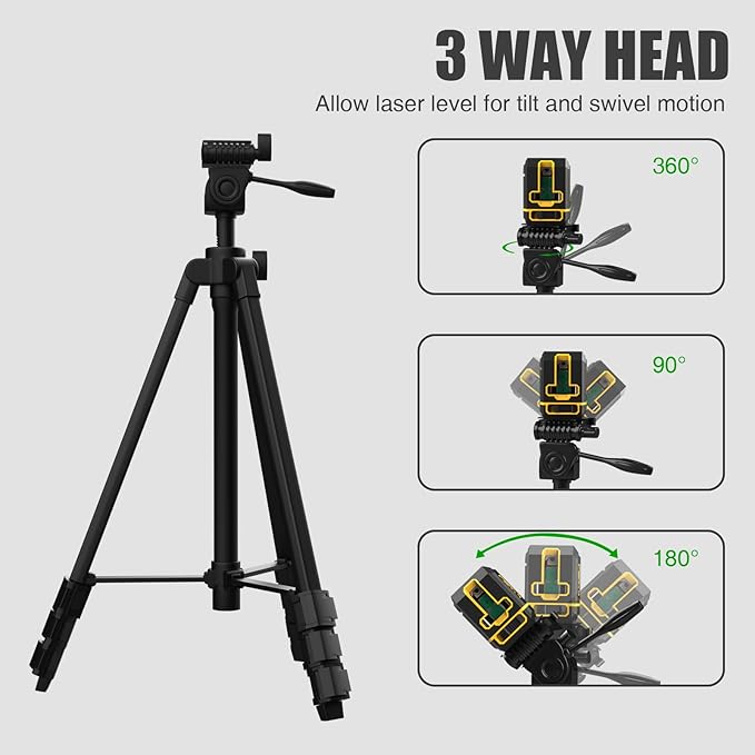 59-inch Lightweight Aluminum Laser Level Tripod Stand with Bubble Level, Quick Release Plate with 1/4"-20 Screw Mount for Laser Line Leveling