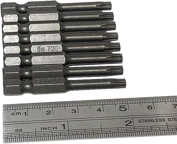aiyun 12-Piece T20 Security Bits, 2 Inch long S2 Steel Magnetic Security Screwdriver Set, 6 Point Star Driver Bit Set Screwdriver for Shark Vacuum (50mm T20)