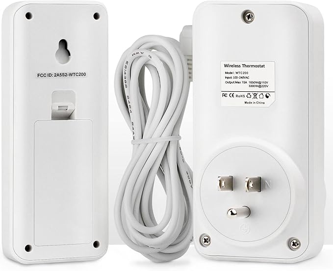 DIGITEN Wireless Temperature Controller Plug-in Thermostat Remote Control Reptile Thermostat Outlet with Temperature Sensor Wireless Thermostat for Home White