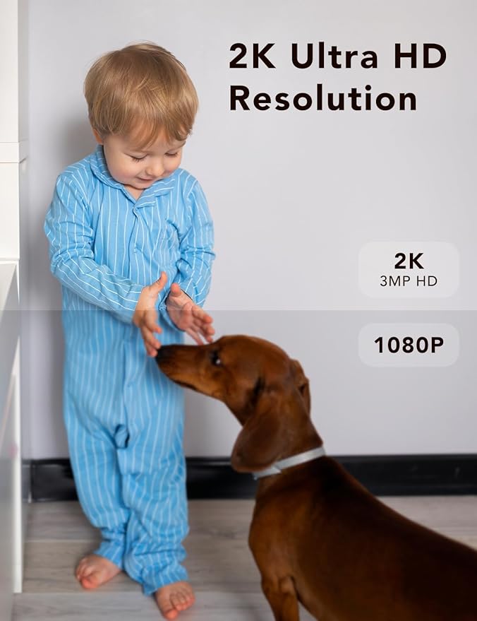 2K Security Camera, Outdoor/Indoor for Home, Pet, Baby, Nanny, IP65 Wterproof Color Night Vision, White Light & Siren, Recording, Motion Detection, Compatible with Alexa, White-4P