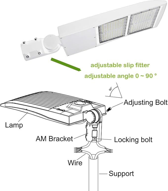 480V 300W LED Parking Lot Light, White Housing LED Street Light 42,000LM 5000K 1-10V Dimmable Outdoor LED Shoebox Pole Heads 1000W MH/HPS Equiv.DLC UL Certified