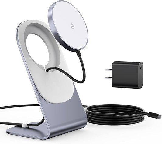 Magnetic Wireless Charger for iPhone 16/15/14/13/12 - Mag Charger+20W USB C Adapter, Fast Wireless Charging Stand/Pad with 5ft Cable for iPhone 16/15/14/13/12 Pro Max Plus Mini,Mag-Safe Charger-Gray
