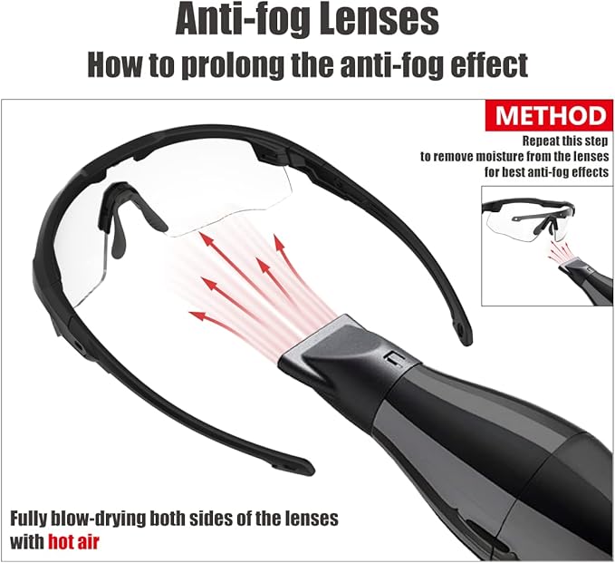 Eye Protection Anti Fog Sport Safety Glasses for Women Men Running Cycling Riding Pickleball Range S54