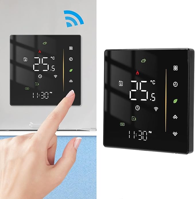 95 to 240V WiFi Smart Thermostat, Programmable Temperature Controller for Boiler Heating Black smart thermostat wifi thermostat smart thermostat for house