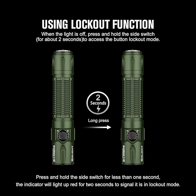 OLIGHT Warrior 3S 2300 Lumens Rechargeable Tactical Flashlight, Compact Dual-Switches LED Bright Light with Proximity Sensor, Powered by Customized Battery for Emergency, and Searching (OD Green)