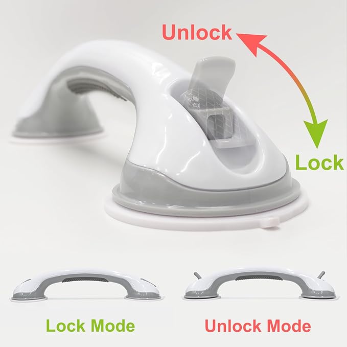 AirTight® Grab Bars for Bathtubs and Showers, (2pack) 16Inch Shower Handle Elderly Suction Bathroom Safety Seniors