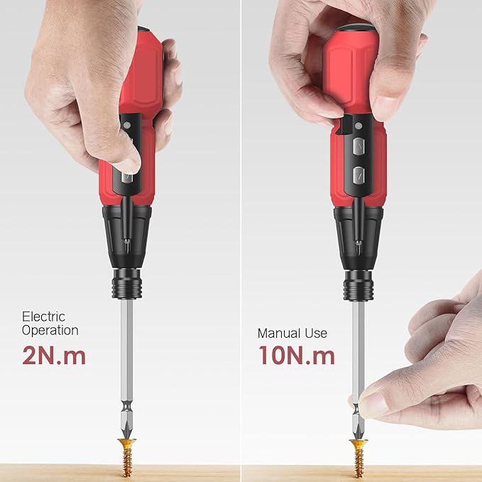 LOFICOPER Mini Electric Screwdriver Set, Rechargeable Cordless Screwdriver, Portable Power Screwdriver Kit with Charging Cable, LED Lights, for Phones, PC, Toys, Red