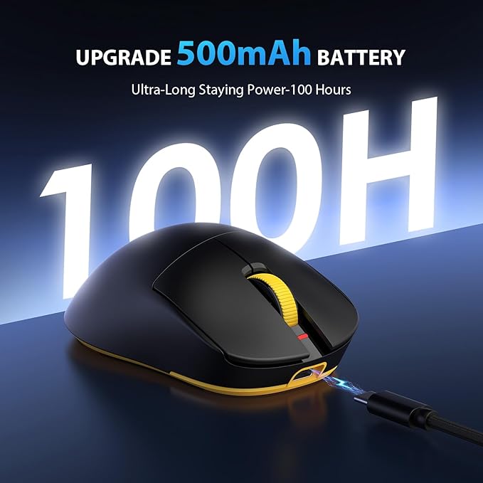 Transformers GM04 63g Lightweight Wireless Gaming Mouse, 12000 DPI, PAW3311 Sensor, 100h Battery Life, 2.4G/USB-C/Bluetooth Wireless Mouse with 5 Programmable Buttons for PC/Mac/Laptop(Black)