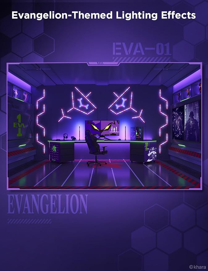 Govee x Evangelion Gaming Wall Light, RGBIC Glide Wall Light, Work with Matter, Alexa and Google Assistant, DIY Customized LED Wall Lighting Effects and Shapes,Gaming Light Bar for Gaming Room