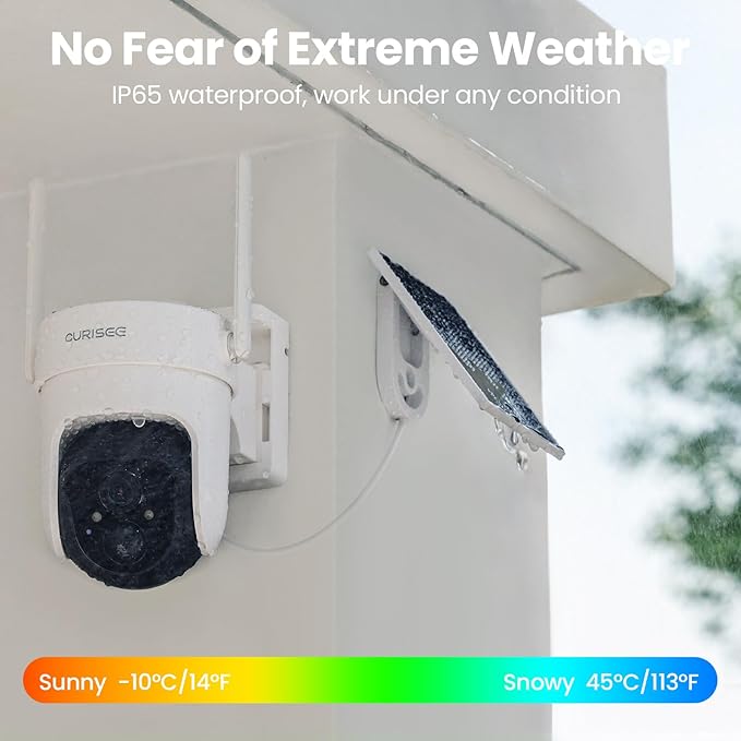 2K Security Cameras Wireless Outdoor, Solar Powered Cameras for Home Security with 360° Viewing, PIR Motion Detection, Color Night Vision, 2.4Ghz WiFi, 2-Way Audio, Cloud/SD, Works with Alexa