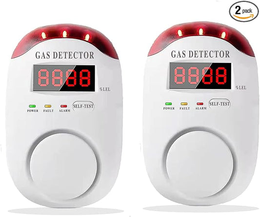 Natural Gas Detector Plug-in Propane Gas Detector for Home & RV Gas Leak Detector for LNG, LPG, Methane - 2 PCS