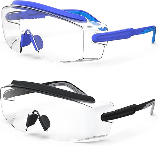 Anti Fog Safety Glasses Safety Goggles Over Glasses Protective Glasses with Anti Scratch Lenses Adjustable