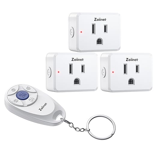 Mini 3-Gang Remote Control Outlet Plug Switches, Mini Key Design, Expandable Wireless Light Switches, No Wiring No WiFi, 300 ft, 15A/1500W, for Household Appliances(3 Pack)
