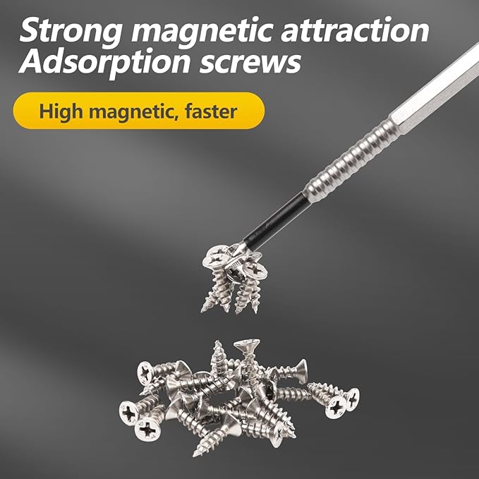 Magnetic Screwdriver Bit Set, 6-Piece S2 Steel Extension Bits, 2-6 Inch Lengths, High Torque Impact Driver Compatible