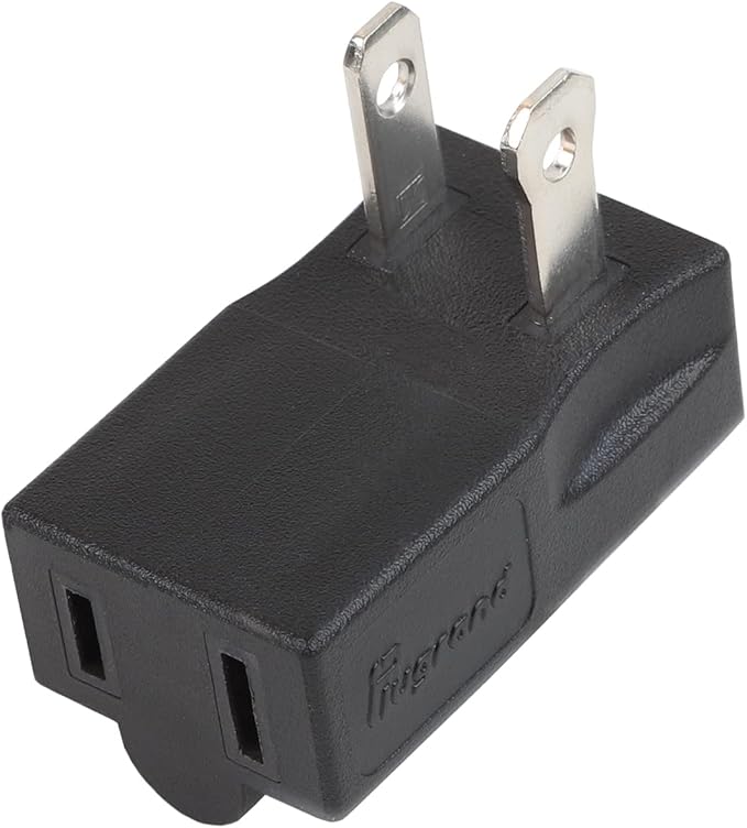 Polarized 2-Prong L Type Adapter, Vertical Right Angled Down Angle AC Adapter, NEMA 1-15P USA Outlet Saver Extension Adapter 15A 125V Molded