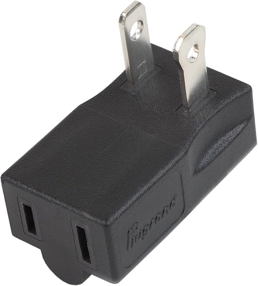 Polarized 2-Prong L Type Adapter, Vertical Right Angled Down Angle AC Adapter, NEMA 1-15P USA Outlet Saver Extension Adapter 15A 125V Molded