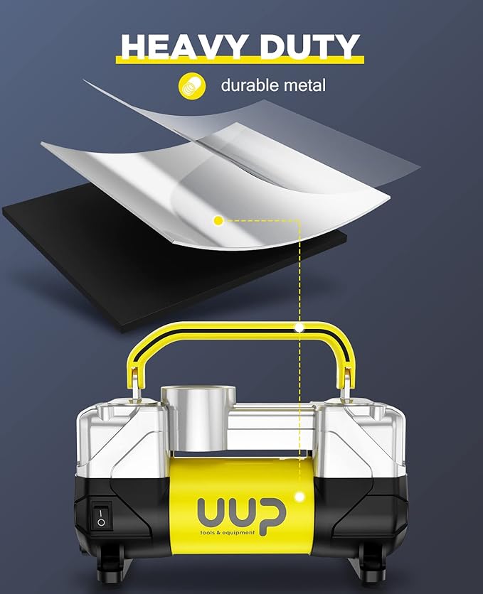 Portable Digital Car Tire Inflator with Gauge Auto Shut-Off, 150PSI 12V DC Double Cylinders Heavy Duty Portable Air Pump w/Emergency LED Light for Truck, SUV, Car, RV