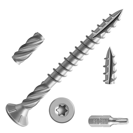 #8 * 1-5/8" 304 Stainless Steel Deck Screws, (220pcs) 1 lbs.Exterior Wood Screws, Rust Resistant Epoxy Coated, Bronze, T20 Star Bit