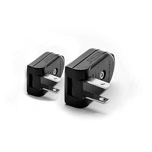 5-Pack 2-Prong 125V 15A Male Plug Replacement, Rotatable, Black, NEMA, Type A, Plug-In, 2 Poles, 2 Wires, Electrical