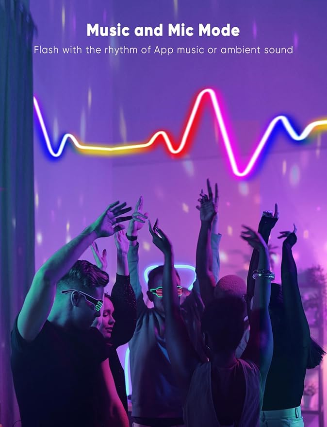 KIKO 32.8ft Rope Lights, 10m Led Strip Lights Remote APP Control,IP67 Outdoor Neon Lights Music Sync Led Rope Lights DIY Mode Neon Flex Strip Lights for Bedroom Indoors Outdoors Decor