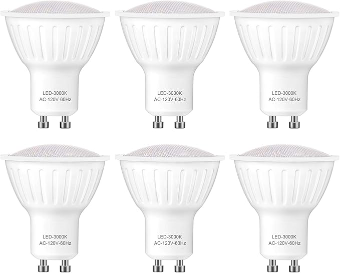 Led Bulbs GU10 5 Watts Spotlight, 50 Watts Halogen Replacement, 3000K Soft White Dimmable MR16 Shape 520LM Recessed Light Bulb, Pack of 6