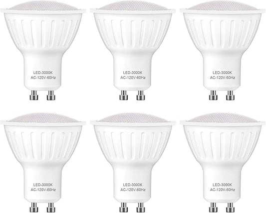 Led Bulbs GU10 5 Watts Spotlight, 50 Watts Halogen Replacement, 3000K Soft White Dimmable MR16 Shape 520LM Recessed Light Bulb, Pack of 6