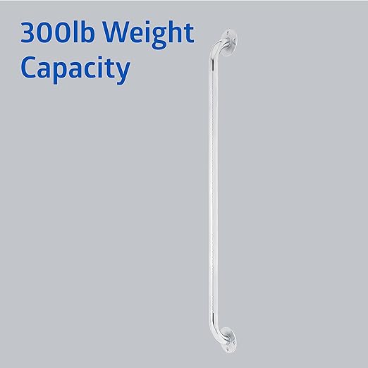 Medline Knurled Chrome 32” Grab Bar for Shower & Bathtub, Independence & Ease of Movement — For Elderly, Handicapped or Seniors, 300 lb. Capacity, 1 Bar
