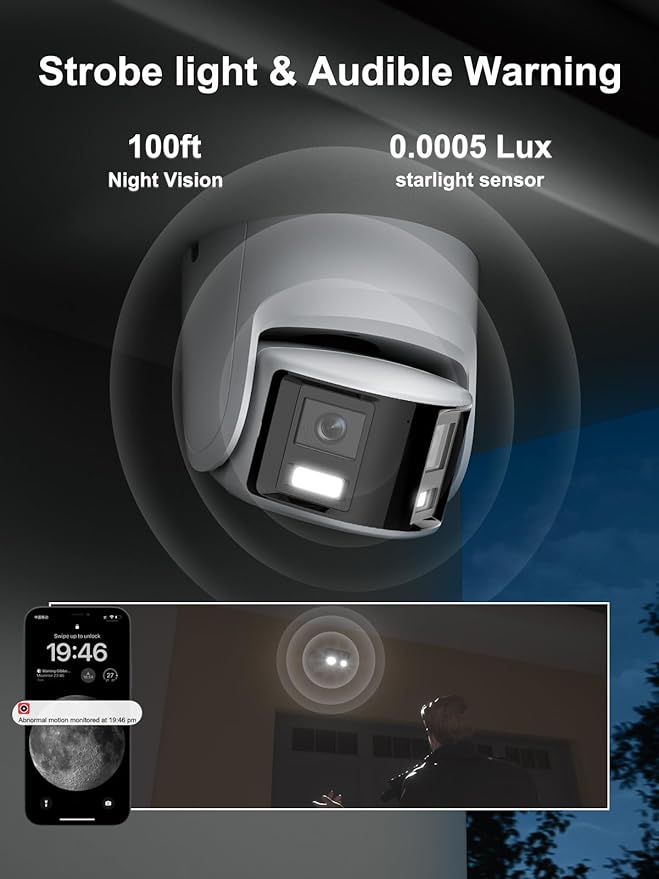 Anpviz 4K PoE Dual Lens Security Camera Outdoor Full Metal Housing, 180 Degree Wide Angle, 8MP Panoramic IP Camera with Human/Vehicle Detection, Two Way Talk, Built-in MicroSD Card Slot (H Series)