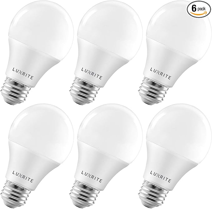 LUXRITE A19 LED Bulb 75W Equivalent, 1100 Lumens, 3500K Natural White, Dimmable Standard LED Light Bulbs 11W, Enclosed Fixture Rated, Energy Star, E26 Medium Base - Indoor and Outdoor (6 Pack)