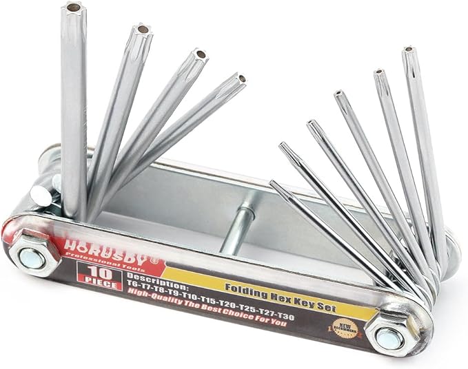 HORUSDY Tamper Proof Star Key Set (Folding) Security Torx Key Set Sizes Include T-6 to T-30