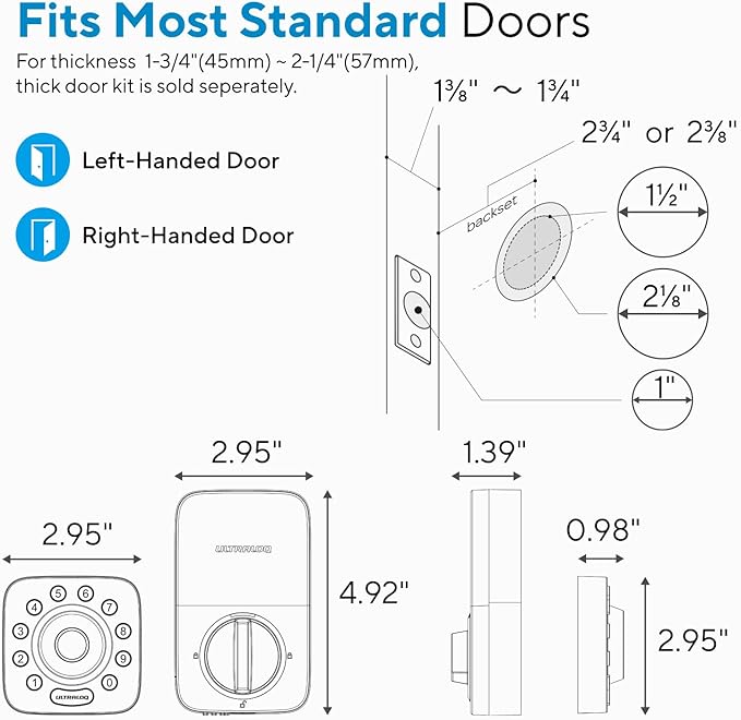 ULTRALOQ U-Bolt Pro Smart Lock with WiFi Bridge, 7-in-1 Fingerprint Keyless Entry Door Lock, App Remote Control, Backlit Keypad, Auto Unlock, Front Door Smart Deadbolt, IP65 Waterproof, 1Year Battery
