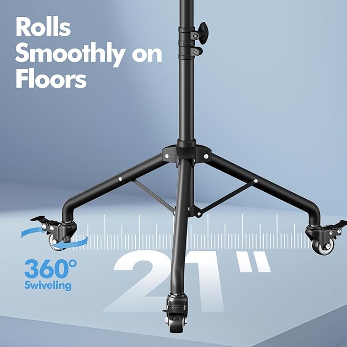 Projector Stand Tripod Laptop Tripod on Wheels with 2 Shelves, Adjustable Height 26 to 49 Inch Portable Podium Stand with Gooseneck Phone Holder for Office, School, Home, DJ Racks