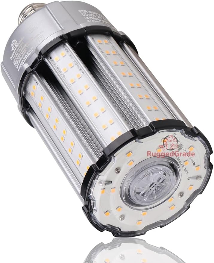 RuggedGrade Aries III Series 36W LED Corn Bulb | 4,900 Lumens | 5000K | E26 Base | Built-in 4KV Surge Protection | Dimmable | DLC 5.1 Premium