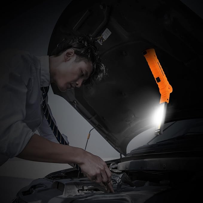 LED Rechargeable Flashlights Work Lights,Vagocom Mechanic Tools Cordless Worklight with Magnetic Base 360°Rotate 5 Modes,Portable Emergency Light for Handmade,Automotive,Camping and Mens Gifts(2 Pack)