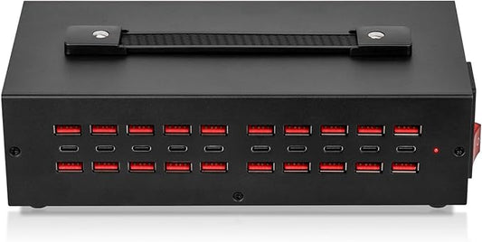 Portable USB~C Charger Block, 250W(30A) 30 Port (20 A & 10 C Port) Home Fast Charging Station for Multiple Devices, Desktop USB Wall Charger Compatible with iPhone, iPad, Kindle, Tablets, Watch