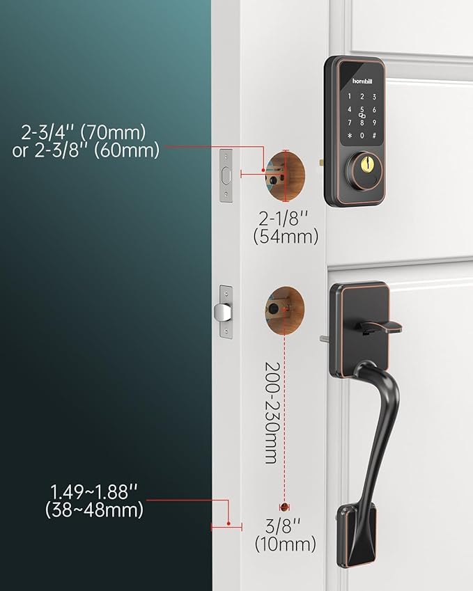 Front Door Lock Set Keyless Entry: Keyless Entry Smart Deadbolt with Handle Set, Hornbill Keypad Electronic Door Lock with Handles, APP/Bluetooth/Auto Lock/Keyfobs/Keys, Oil Rubbed Bronze
