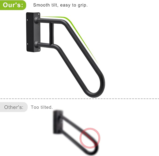 SELEWARE Heavy Duty 28" Handrails for Outdoor 1-3 Step, Non-Slip Door Jamb Corner Wall Mount Stair Hand Railing Grab Bars, U-Shape Safety Handle for Garage, Porch, Garden (Right Handed, Dia 1.3" Pipe)