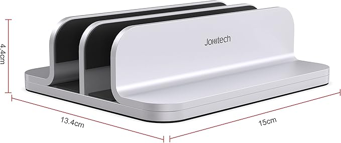 Double Aluminum Laptop Vertical Stand Organizer, Sturdy Notebook Computer Holder Stand Compatible with New Liquid Retina XDR Apple MacBook Air/Pro, Mac mini, Apple TV and iPad Pro - Silver