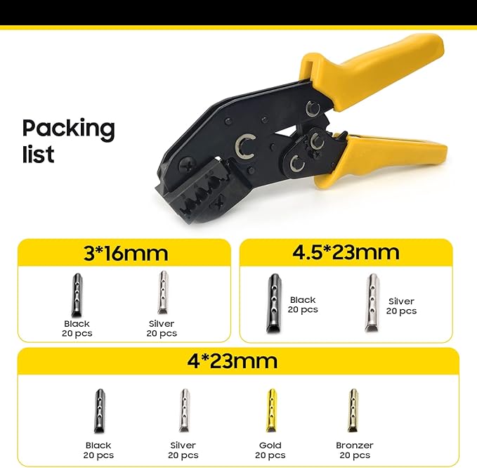 Aglet Crimping Tool, Shoelace Aglets Tool, Aglets For Shoelaces, Repair Shoe Lace Tips Replacement End Comes With 160 pcs Metal Aglets Installation Tool Adaptation 3/4/4.5 mm Aglets (Yellow)