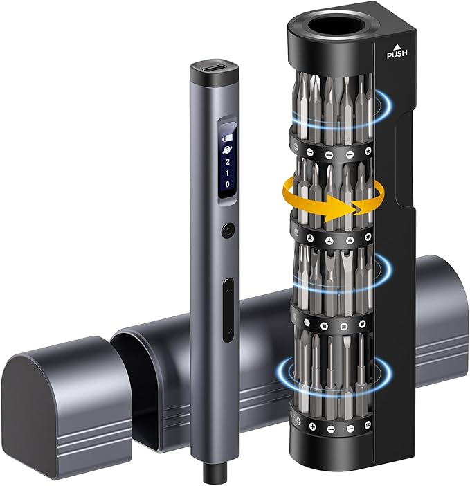 LIFEGOO Mini Electric Screwdriver Set: 66 in 1 Cordless Electric Precision Screwdriver Set - 60 Magnetic Bits, 3-Level Torque, Mini Power Screwdriver Repair Tool Kit for Phone Watch Camera Laptop PC