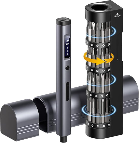 LIFEGOO Mini Electric Screwdriver Set: 66 in 1 Cordless Electric Precision Screwdriver Set - 60 Magnetic Bits, 3-Level Torque, Mini Power Screwdriver Repair Tool Kit for Phone Watch Camera Laptop PC