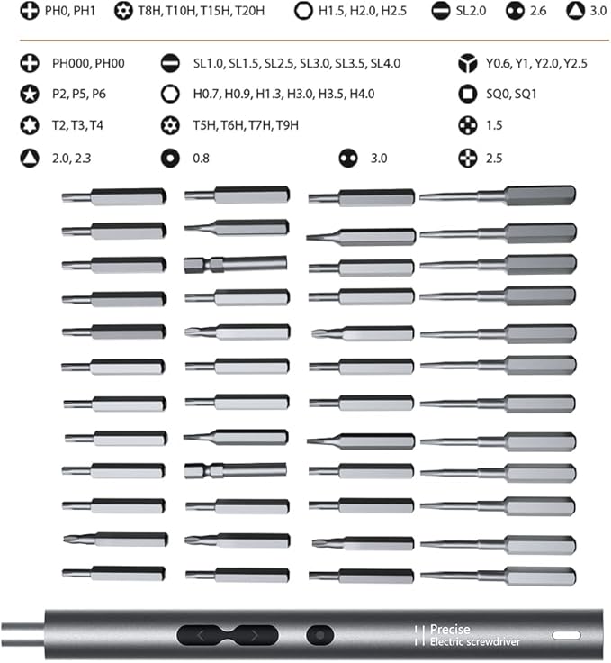 62 In 1 Mini Electric Precision Screwdriver Set, Automatic Screwdriver, Torque Of 0.35N Repair Tools,With 48 Magnetic Bits,Shadowless Lamp For Repair Phone,Laptop,Watch,Camera (62IN1)