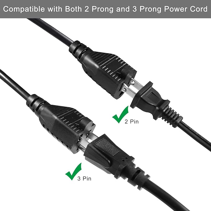 Power Cord Extension Y Splitter - 1 to 2 Way Outlet Adapter NEMA 5-15P 90-Degree Flat Plug to 2 X NEMA 5-15R with SJT 16AWG 3-Prong Cable Wire Extender Space Saver for Kitchen Home Office