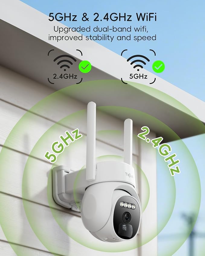 2.4G/5G Security Cameras Wireless Outdoor, 2K Solar Camera for Home Security, 360° PTZ/3MP Color Night Vision/Battery Powered/2Way Talk/Compatible with Alexa/IP66 Waterproof(2 Pack)