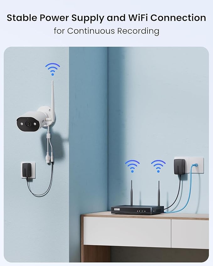 ZOSI 8CH 2K WiFi Home Security Camera System with 2TB HDD,8X 3MP Indoor Outdoor WiFi Cameras,Color Night Vision,Two-Way Audio,Light & Siren Alarm,2K H.265+ 8CH NVR Recorder for 24/7 Recording