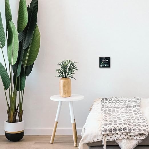 Smart Home Control Panel, Dimmer and Background Music Player, 4'' Switch Panel in-Wall Touchscreen Control for Various Tuya Smart Appliances, Black