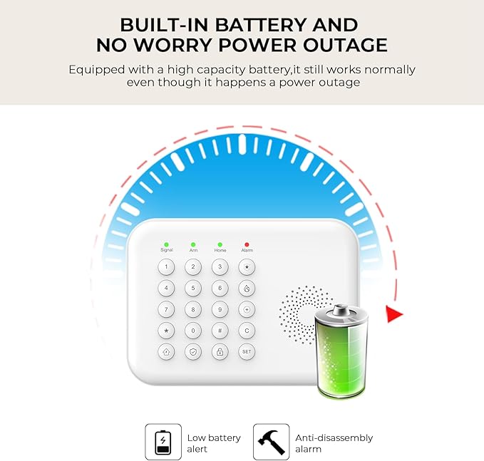 Home Security Alarm System,WiFi Smart Keypad Alarm System with Door/Motion Sensors,Remote,4G SMS/Phone APP Real-Time Alerts,Compatible with Alexa and Google,24/7 Monitoring for Home,Kids Safety