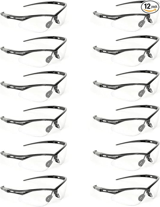 Malta Dynamics APEX Safety Glasses – Construction Safety Glasses for Men and Women with Anti Scratch and Anti Fog Protection, ISEA & ANSI Z87 Compliant (Clear, 12 Pairs)